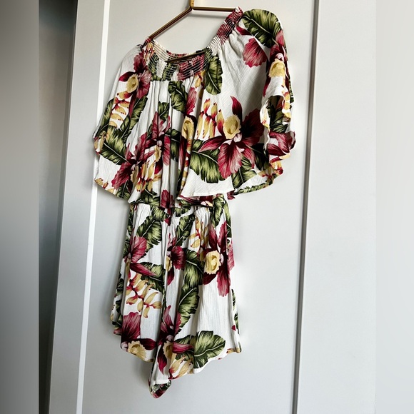 EUC Show Me Your Mumu Rosarita Romper XS Aloha Bloom Tropical Off Shoulder Boho - Picture 9 of 16